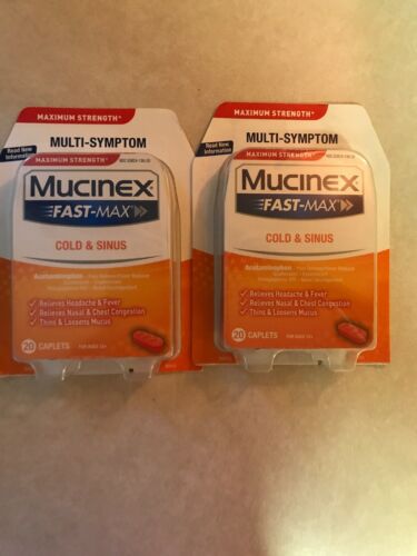 2 Mucinex Fast-Max Multi-Symptom Cold & Sinus Caplets Maximum Strength 40 Caplet