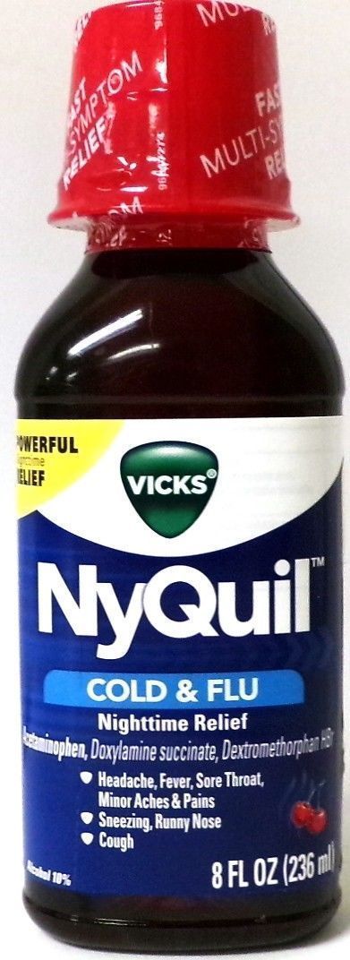 Vicks Nyquil Cold - Flu Nighttime Relief Liquid, Cherry Flavor 8 oz