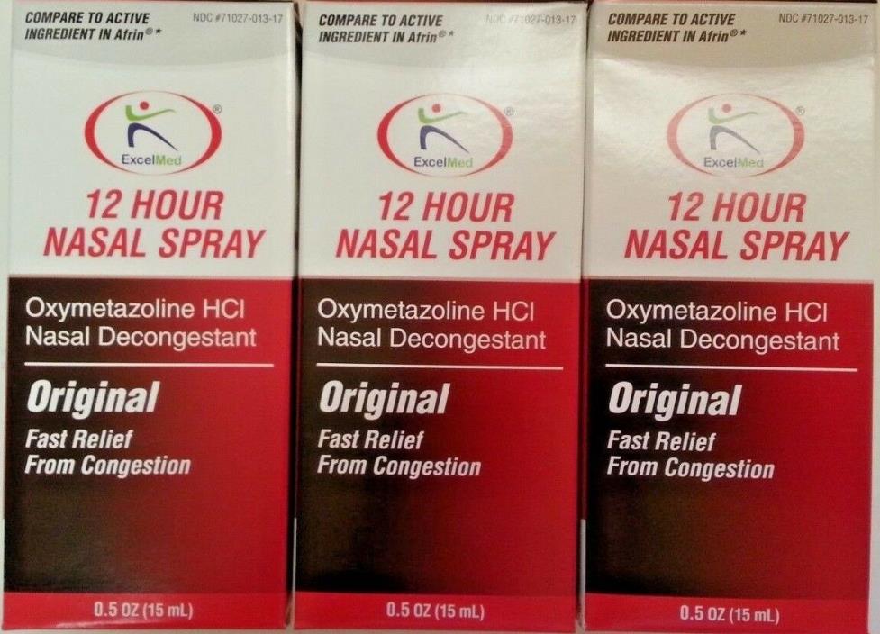 Nasal Spray SEVERE CONGESTION Cold Flu Medicine12 HOUR Rapid Decongestant 3 Pack