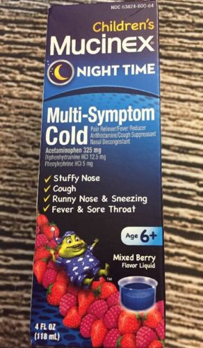 MUCINEX Children's Multi-Symptom Cold Liquid Medicine Mixed Berry 4 oz.