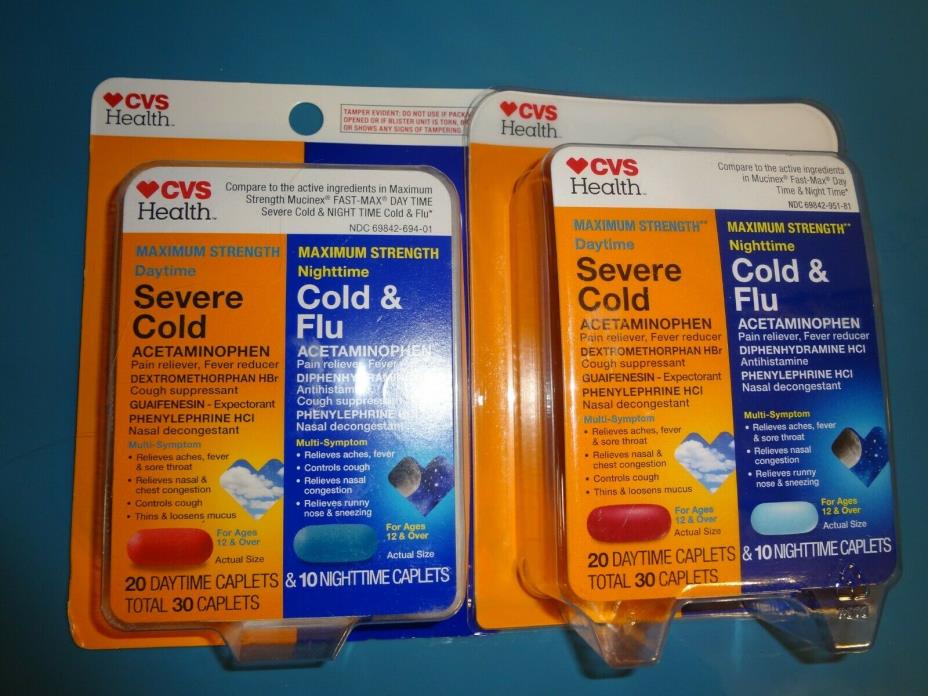 2 PKS cvshealth maximum strength daytime nighttime cold & flu Caplets