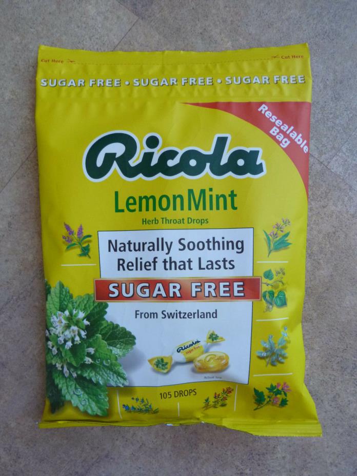 105 - Ricola Lemon-Mint Herb Throat Cough Drops SUGAR-FREE, Made in Switzerland