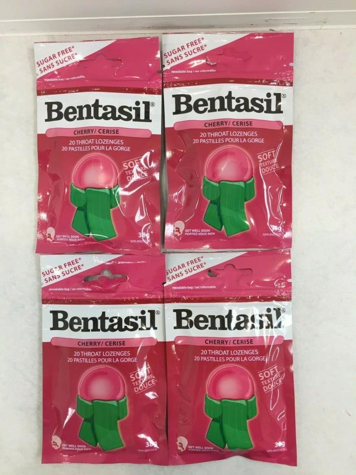 Bentasil Cough & Throat Lozenges 4 bags x 20 Sugar Free Lozenges Cherry