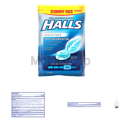 Halls Mountain Menthol Sugar Free Cough Drops - Bulk Pack - 840 Drops (12 pac...