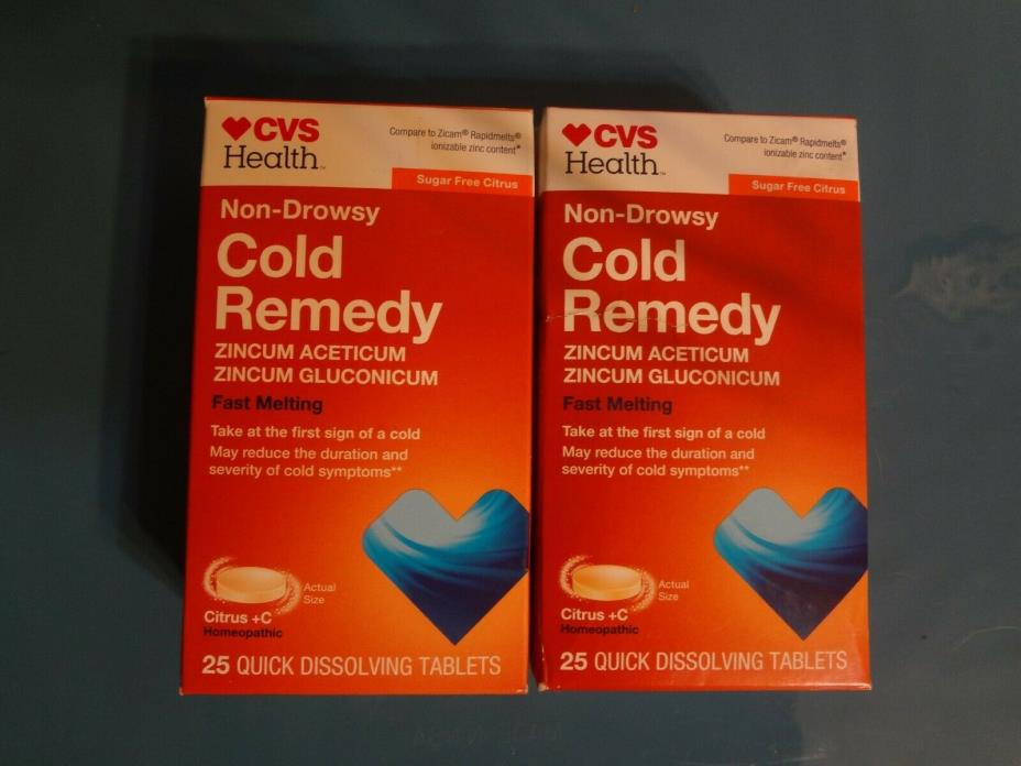 2 PACKS 25 COUNT CVS NON-DROWSY COLD REMEDY- SUGAR FREE Citrus+C EXP 6/2019