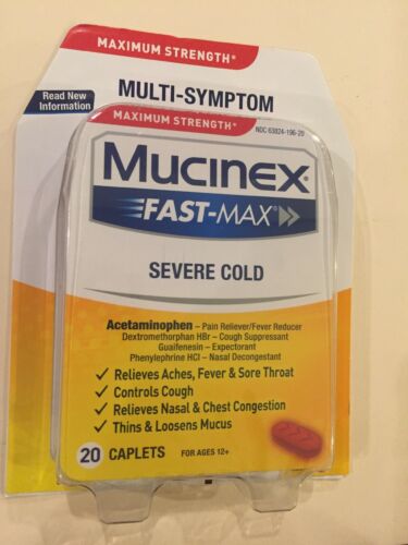 MUCINEX FAST-MAX Severe-Cold 20 Caplets-BUY 2 & 1 FREE! (EXP.04/19)