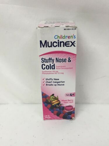Mucinex Children's Liquid Stuffy Nose and Cold Mixed Berry 4 oz. Exp. 05/2020