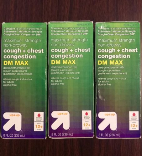 (3) Up & up Robitussin Max Strengt  Cough Chest Congestion DM 236ml Cherry Flav