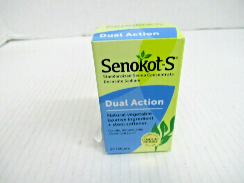 Senokot-S Dual Action Natural Vegetable Laxative 60 Tablets 9/2020 Free Shipping