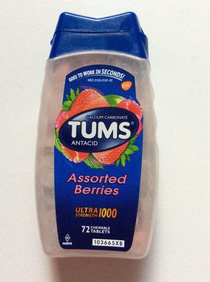 Tums Ultra 1000 Maximum Strength Assorted Fruit Antacid/Calcium 2 Bottle Pack