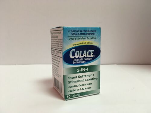 Colace 2 in 1 Stool Softener & Stimulant Laxative 30 Count Tablets  Exp 06/2021