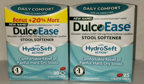 Dulcolax DulcoEase Docusate Sodium 100mg Stool Softener gel tabs  03&05/19 Exp