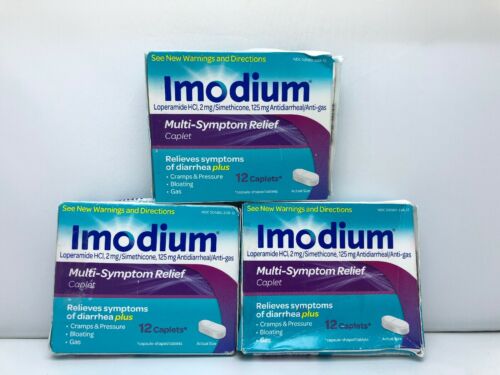 Imodium Multi Symptom Relief - 12 Caplets Lot of 3 Expires 2/19