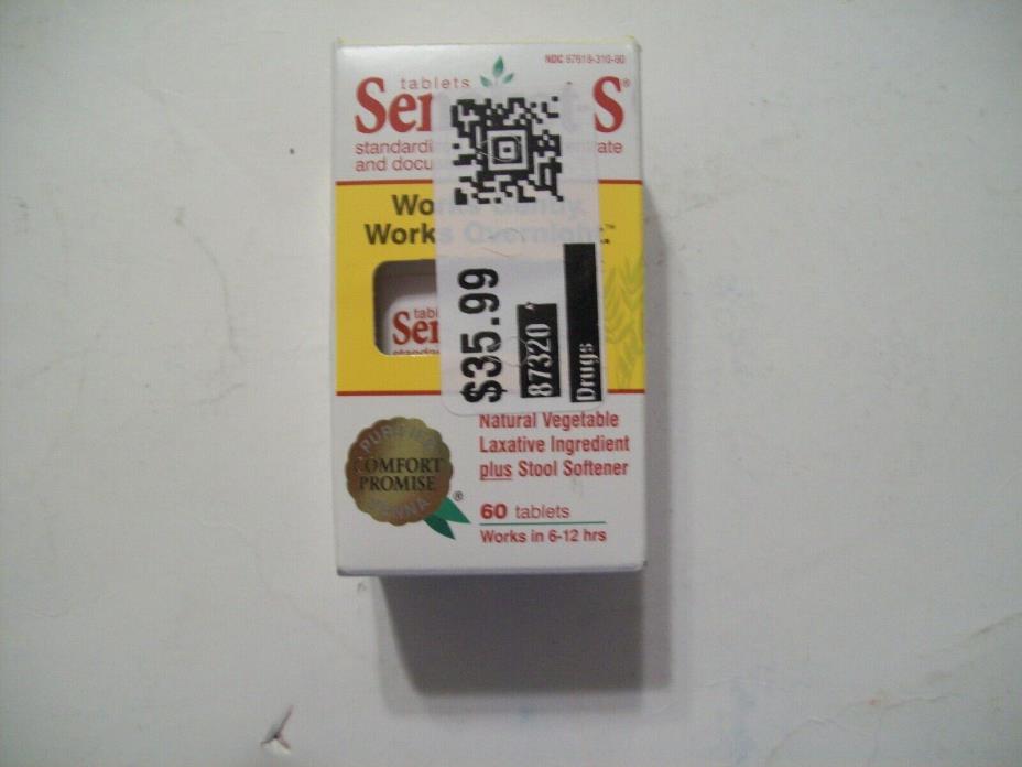Senokot-S Natural Laxative 60 Tablets Exp 03/19 NEW Sealed!!!