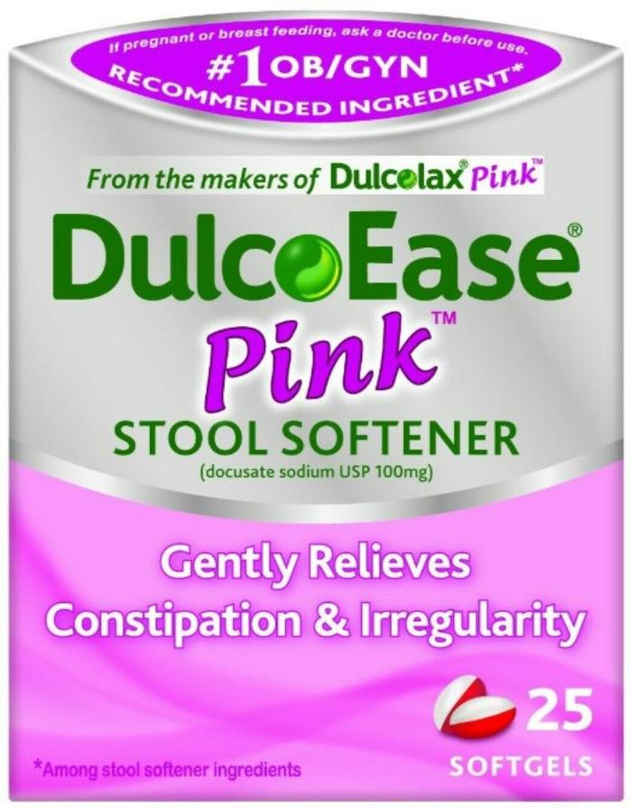 Dulco Ease Pink Stool Softener Laxative 25 Soft Gels Exp 07/2020
