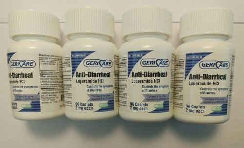 4 Bottles Anti-Diarrheal Loperamide GeriCare 2 MG Strength 384 Caplets (D2)