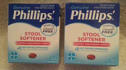 2× Phillips Stool Softener 30ct each -total of 60 -liquid gels