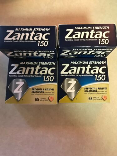 LOT OF FOUR BOX Zantac 150 Max Strength Heartburn Tablets 65 Count Expire 2020