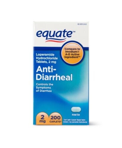 LOT 2x Equate Anti-Diarrheal Loperamide HCL 2mg 200 Caplets ea (400 Total) 2/20