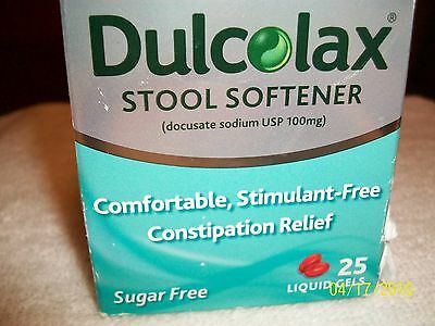 DULCOLAX STOOL SOFTENER (SUGAR FREE) 25 LIQUID GELS STIMULANT FREE EXP 3/2018