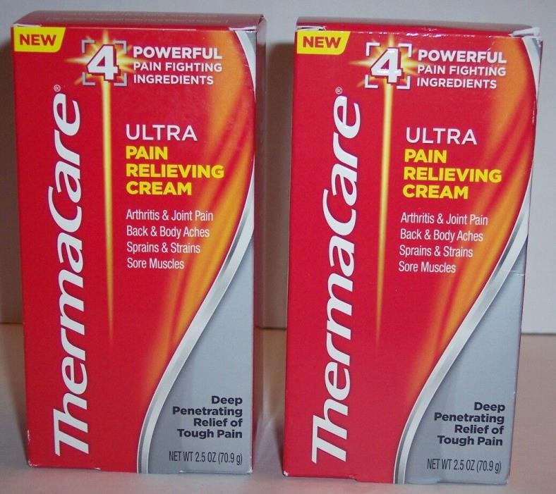 NEW & FRESH! Thermacare Ultra Pain Relieving Cream 2.5 oz. Full Size X2
