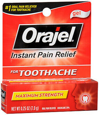 ORAJEL Maximum Strength For Toothache Instant Gel Oral Pain Reliever 0.25oz.(7g)