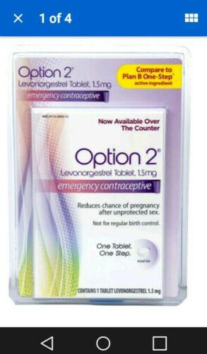 LOT OF 2 Option 2 Levonorgestrel Tablet, 1.5 mg Emergency Contraceptive exp 2020