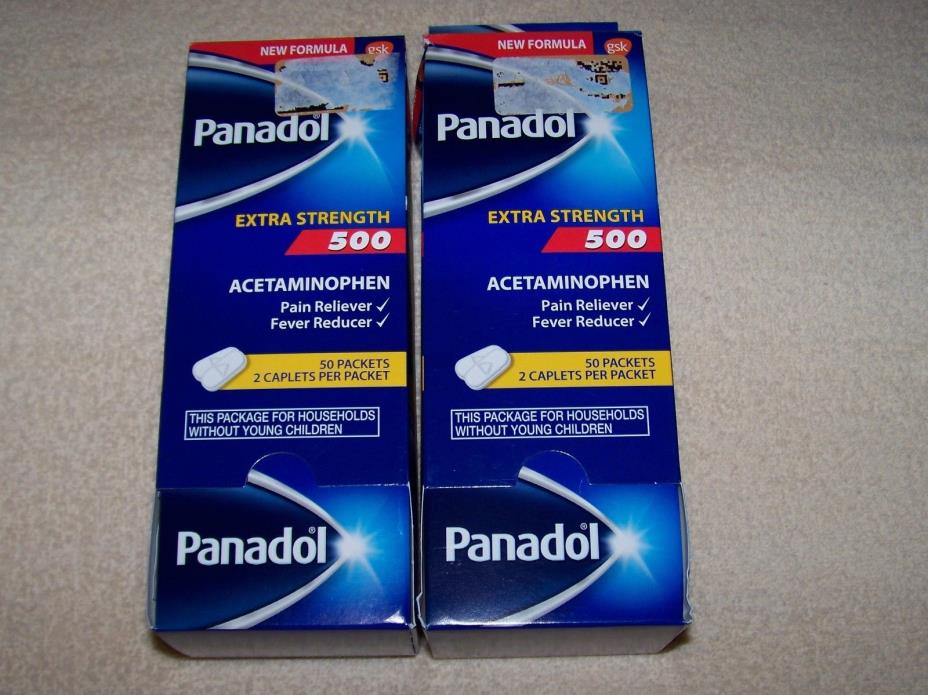 PANADOL Acetaminophen 500mg. Extra Strength 2 X 100 ct. = 200 Caplets  ***** NEW
