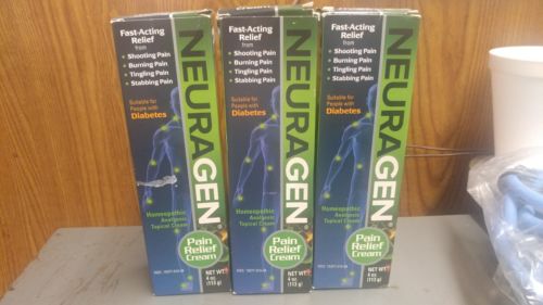 3 Neuragen Pain Relief Homeopathic Analgesic Cream 4 oz ea.