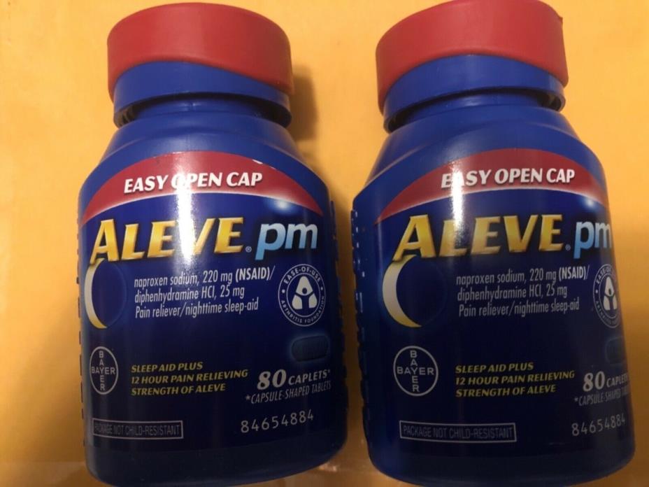 Aleve PM Pain Reliever Nighttime Sleep Aid NSAID 160 Caplets Easy Open Cap 05/21