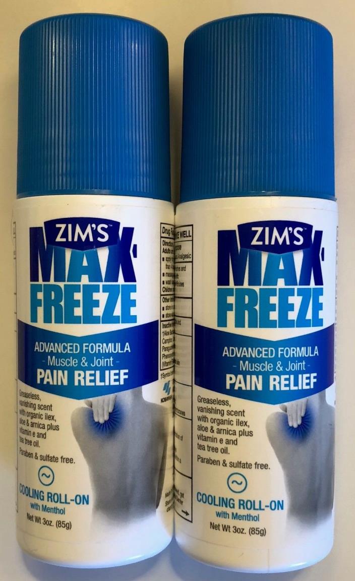 2 Zim’s Max Freeze Roll-On Muscle & Joint Pain Relief (3 oz each) NEW