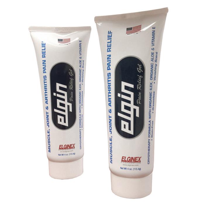 2-EACH  Elgin Pain Relief Gel - 4oz Tube - SUPERIOR TO BIOFREEZE + WAY LESS $!