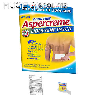 Aspercreme Max Strength Pain Relieving Lidocaine Patch , 3.94 x 5.5 -Inch (5 ...