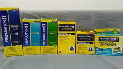 LOT OF 6 PREPARATION H HEMORRHOIDAL SUPPOSITORIES CREAM COOLING GEL EXP 04/20