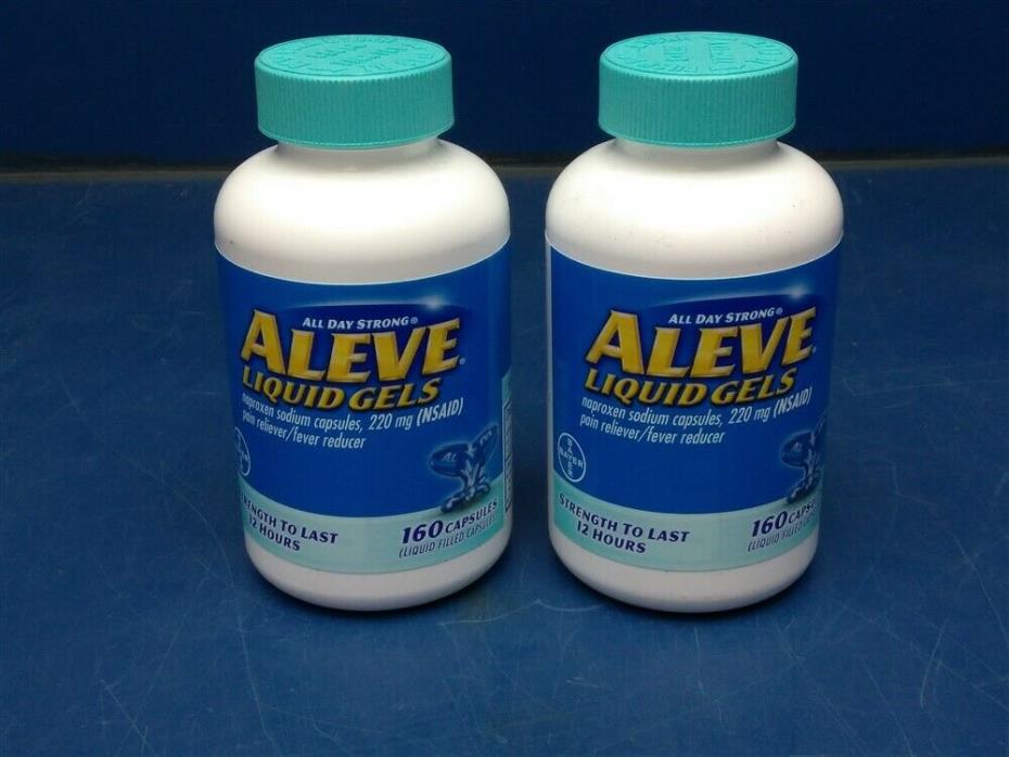 (2 Bottles) Aleve Liquid Gels Naproxen Sodium 220mg (160 Liquid Gels ea.)