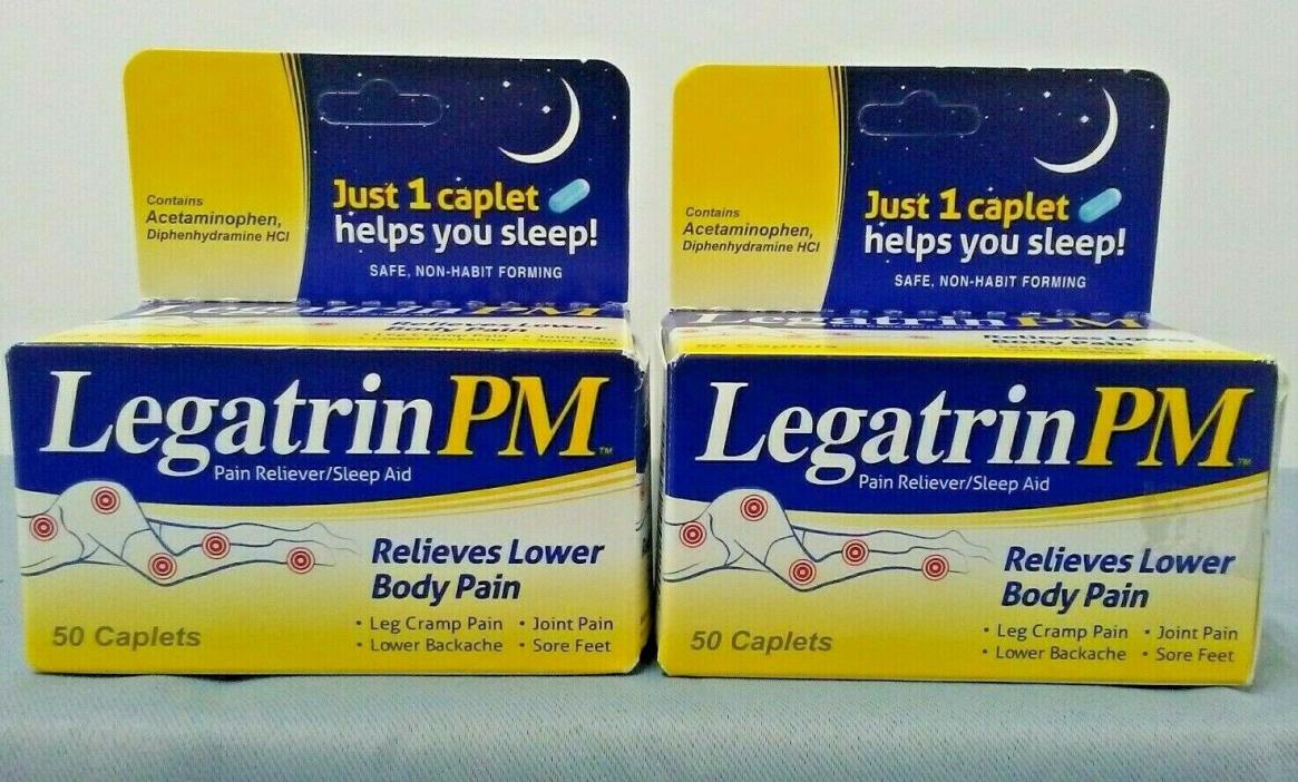 LOT 2 LEGATRIN PM 100 CAPLETS PAIN RELIEVER SLEEP AID LOWER BODY PAIN EXP 10/20