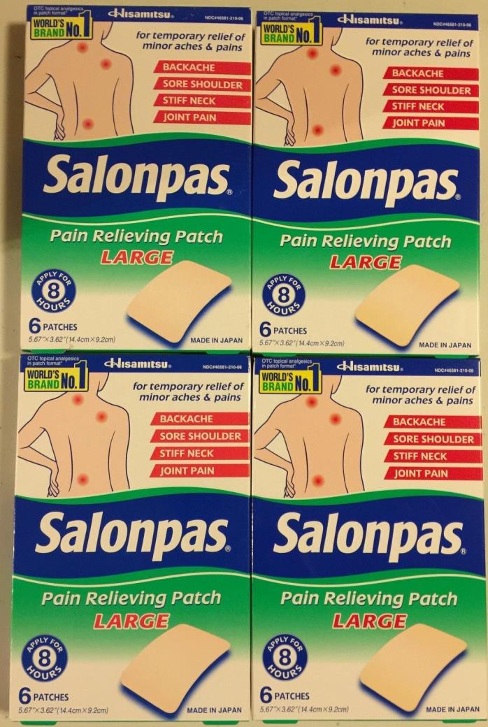 Salonpas Large Pain Relieving Patch Lot of 4 Boxes 6 Count NEW! 11/2020