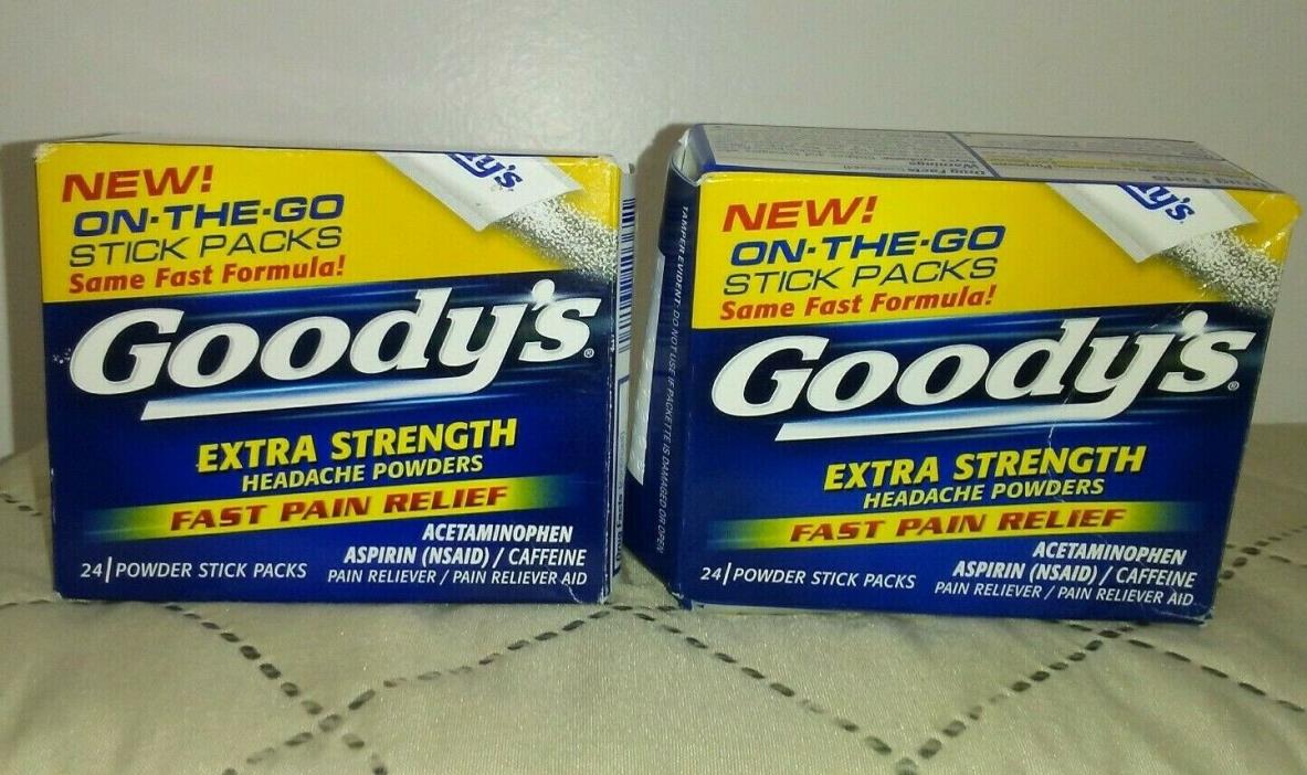 LOT OF 2 GOODYS EXTRA STRENGTH HEADACHE POWDERS FAST PAIN RELIEF STICK EXP 05/21