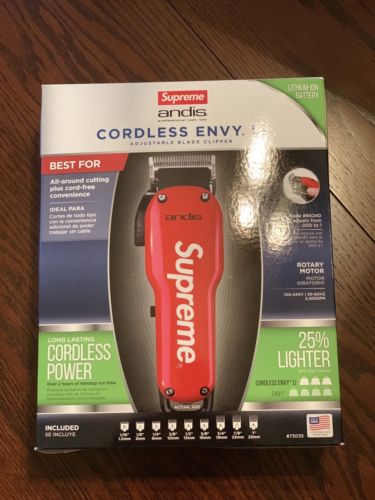 SUPREME x Andis Cordless Envy Li Hair Clippers NEW! F/W 2017 Adjustable Blade