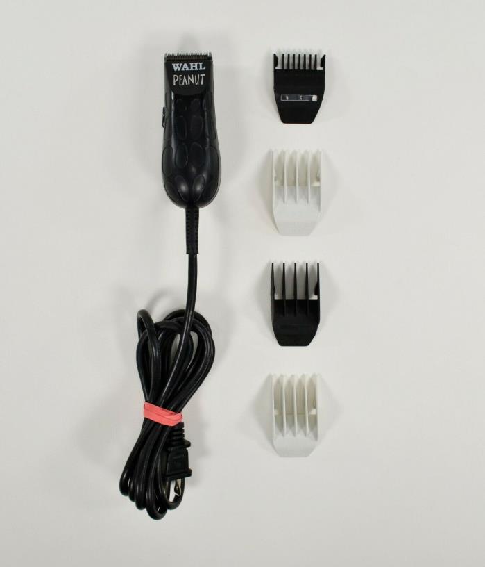 Wahl Peanut Hair Clipper Trimmer Black With 4 Combs Guards