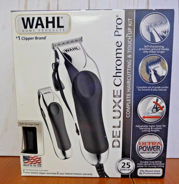 Wahl 79524-5201 Deluxe Chrome Pro Complete Hair & Beard Clipping (XK435)