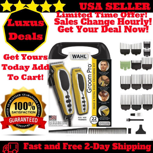 Haircut Barber Set Pro Wahl Professional Hair Cut Trimmer 22 Piece Kit Clippers