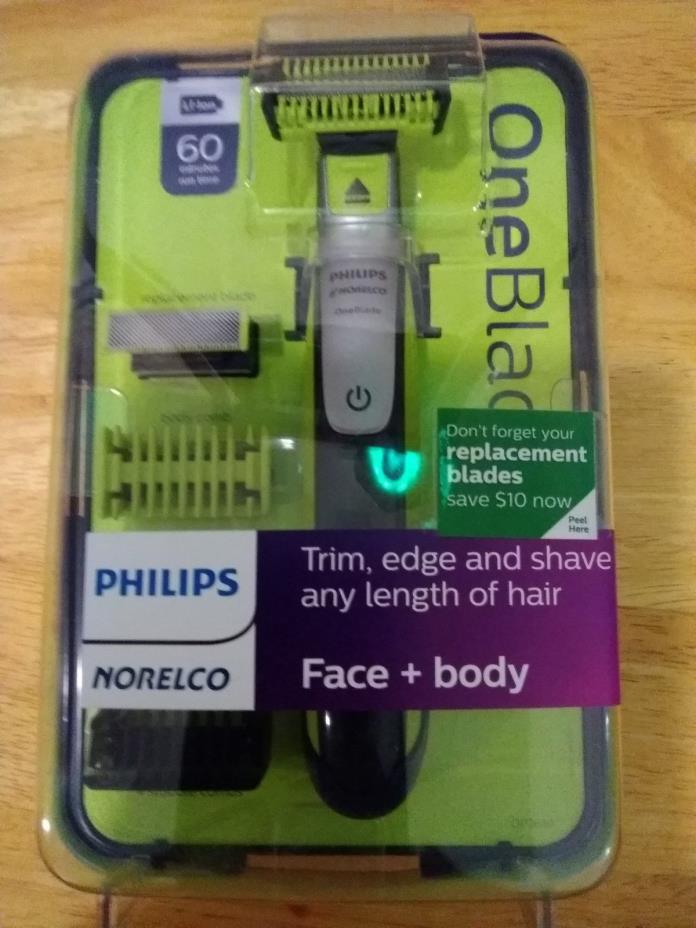 Philips Norelco OneBlade Face + Body Trimmer - Black/Silver/Green Handle