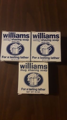 Williams Mug Shaving Soap Since 1840 For A Lasting Lather 3 Bars 1.75 oz Vintage