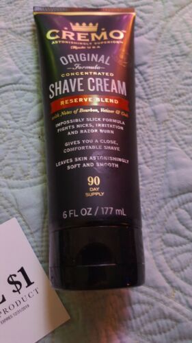 Cremo Original Shave Cream Mens Reserve Blend Full Sz 6 Oz Bourbon Concentrated