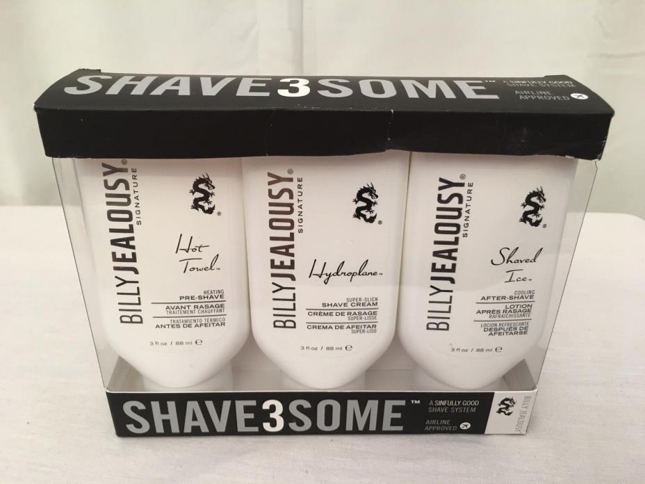 BILLY JEALOUSEY Mens Shave3Some Signature 3-Pack Travel Gift Set Shaving Kit NEW
