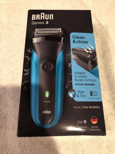 Braun Mens Series 3 Shaver Rechargeable Electric Razor Wet Dry Model 310S Blue