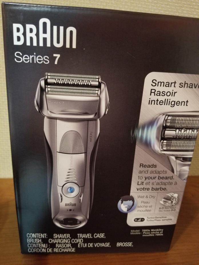 NEW Braun Series 7 Smart Shaver 7893s Wet & Dry Sonic Technology Case & Brush