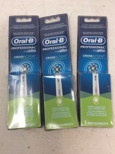 Lot of 3 Oral-B Professional Cross Action Replacement Brush Head - 1 ct