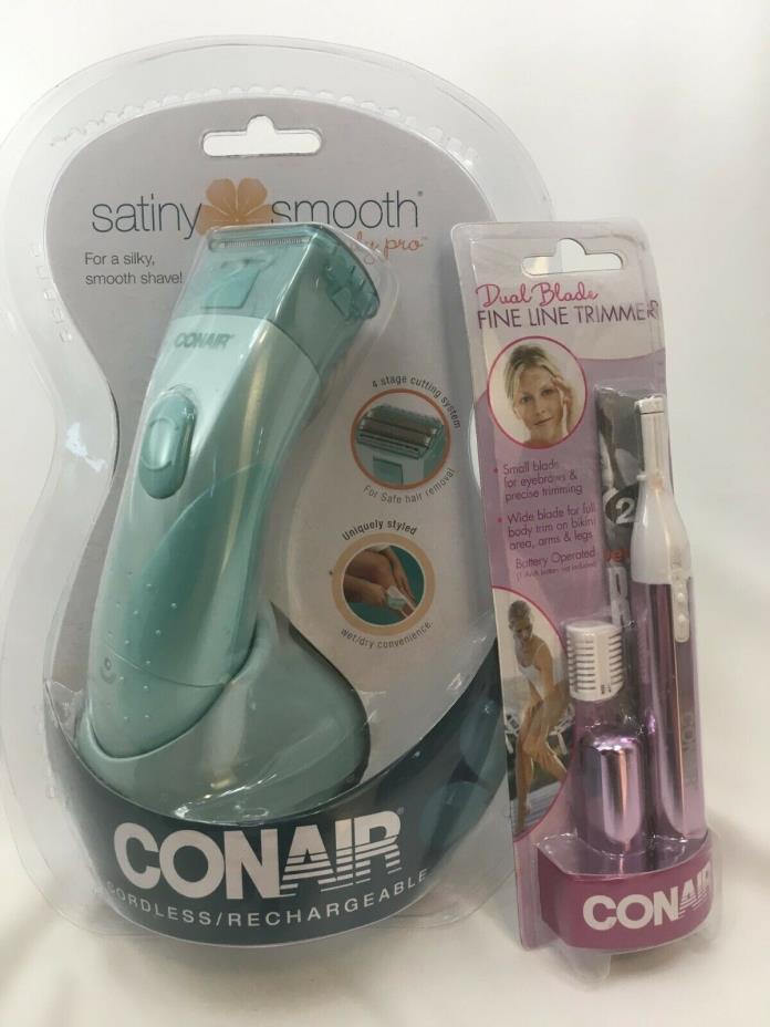 Conair satiny smooth rechargeable electric shaver & Dual Blade Fine Line Trimmer